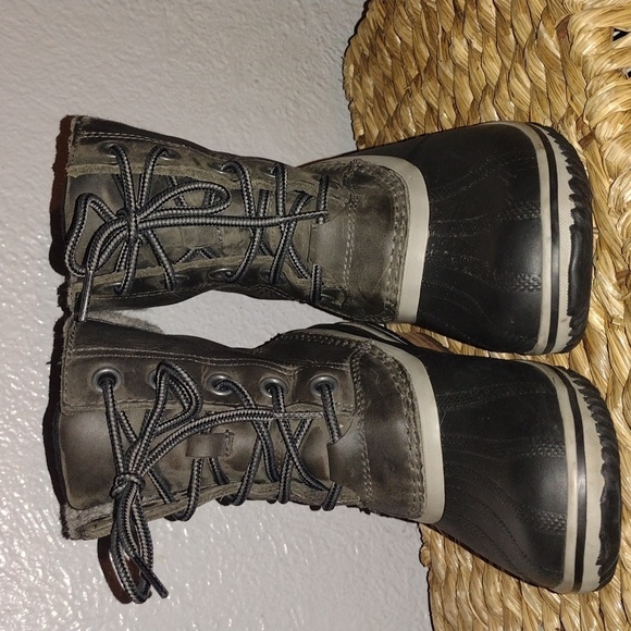 Sorel Slimpack II Lace up Winter Olive Green Gray Black Boots 7 - Picture 3 of 8